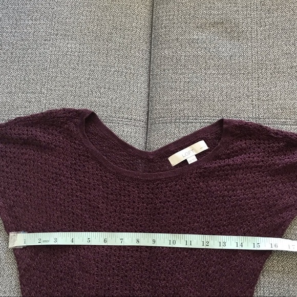 Loft Burgundy Open Knit Short Sleeve Sweater XXS Petite - Picture 8 of 8